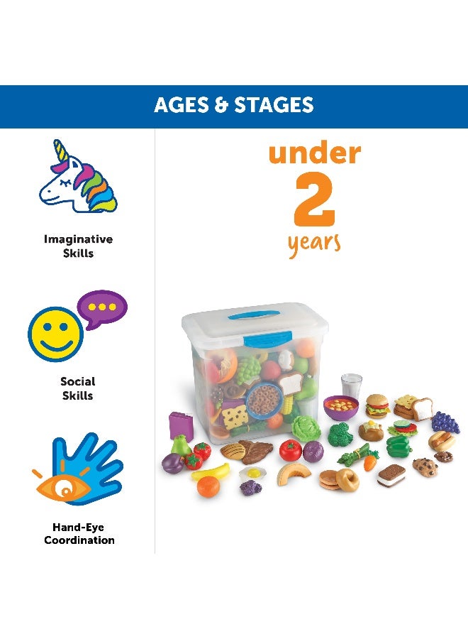 ليرننج ريسورسز مجموعة طعام نيو سبراوتس للفصول الدراسية من ليرنينج ريسورسز، مكونة من 100 قطعة طعام تظاهري، مصنوعة من البلاستيك الناعم والسميك، لعبة لعب أدوار خيالية، تنمي المهارات اللغوية والاجتماعية المبكرة، للأعمار من سنتين فما فوق - Image 5