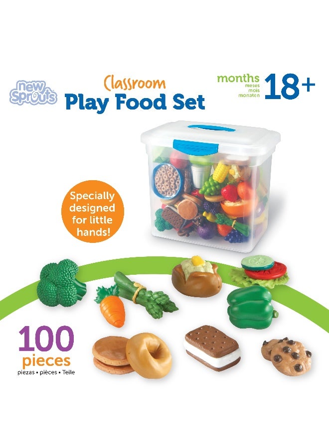 ليرننج ريسورسز مجموعة طعام نيو سبراوتس للفصول الدراسية من ليرنينج ريسورسز، مكونة من 100 قطعة طعام تظاهري، مصنوعة من البلاستيك الناعم والسميك، لعبة لعب أدوار خيالية، تنمي المهارات اللغوية والاجتماعية المبكرة، للأعمار من سنتين فما فوق - Image 4