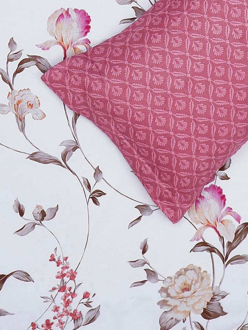 Monte Carlo Pink Printed King Size 130 GSM 1 Fitted Bedsheet with 2 Pillow Cover - Image 5