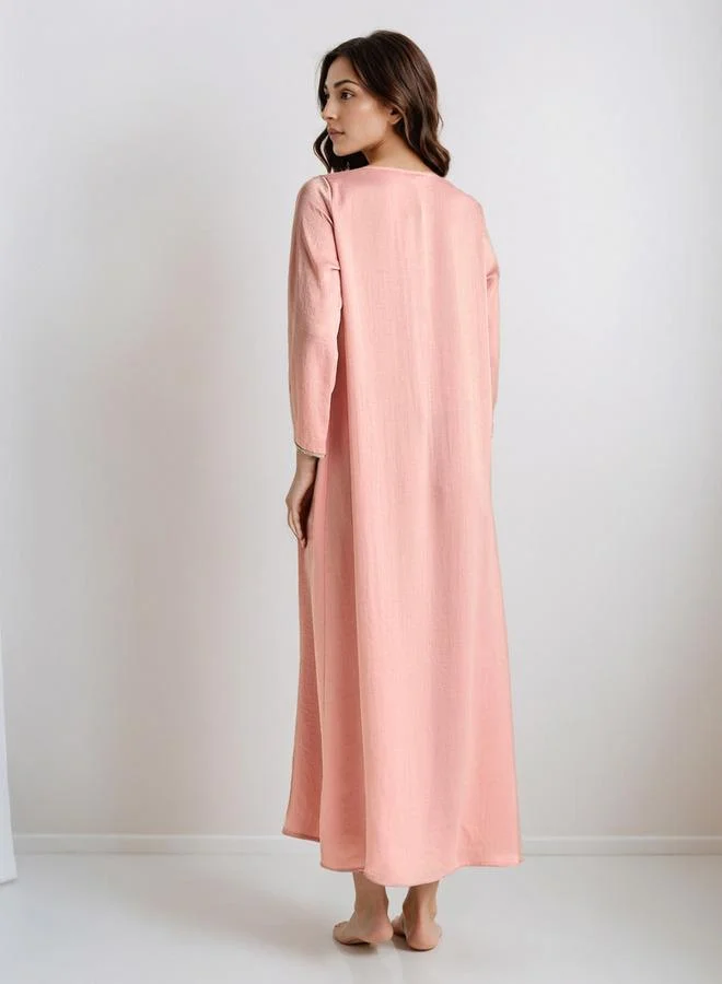 سبلاش فيڤ قميص نوم طويل بياقة على شكل حرف  من البوليستر