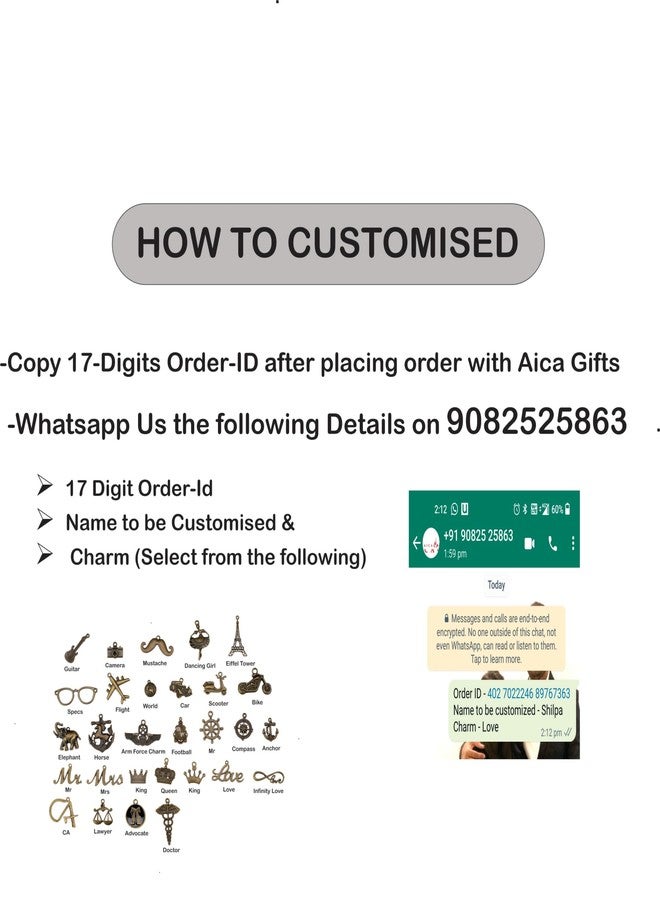 Aica Personalized Name & Charm Cosmetic Pouch Bag for Women| Makeup Toiletry Medicine Pouch Bag Organizer Box for Women| Customized Gifts for Women Wife| Multipurpose Travel Pouch (TanBrown) - Image 3