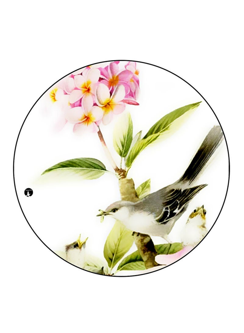 RKN Bird Printed Mouse Pad  Round  Multicolour