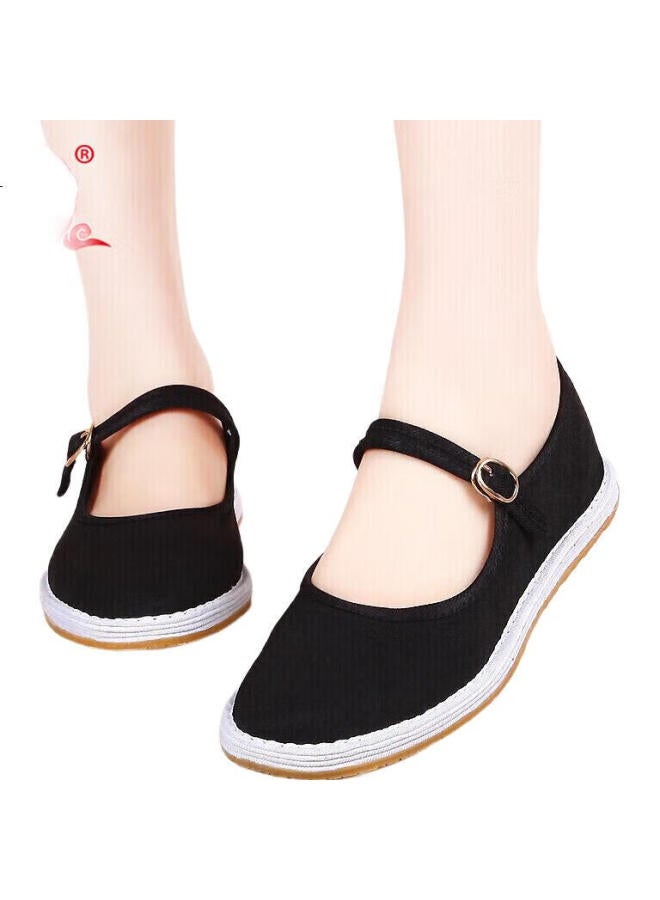 BUSHEYUAN Traditional Breathable Buttoned Old Beijing Cloth Shoes For Women Qiancengdi 91Y-1022A Black Button 39 - Image 3