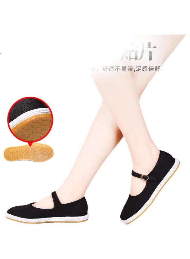 BUSHEYUAN Traditional Breathable Buttoned Old Beijing Cloth Shoes For Women Qiancengdi 91Y-1022A Black Button 39 - Image 2