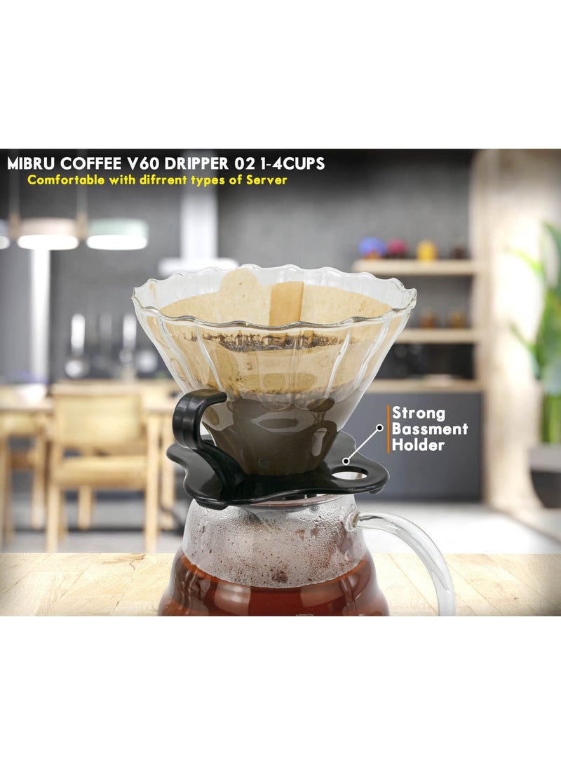 MIBRU V60 Drip Coffee Maker Pour Over Premium Kit 14 Cup Drip Coffee Maker with Black Specialty Coffee Bag  - Image 5