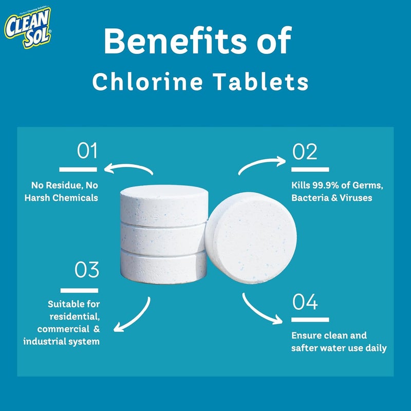 Cleansol Chlorine Tablets for Water Tank Disinfection – 5g Each (Pack of 30) | 1 Tablet Treats 500 litres | Kills Germs & Controls Odour | Ideal for Overhead & Underground Water Tanks - Image 3