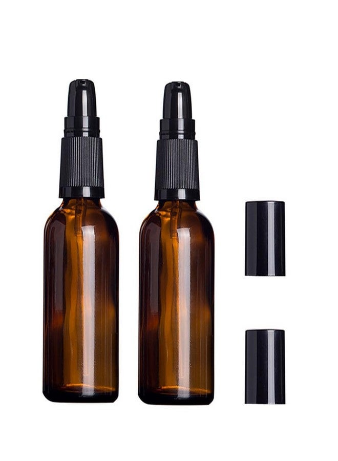 ASTRQLE 2 Pcs 100ml 3.4oz Amber Glass Lotion Bottles Pump Dispenser Travel Pump Bottles Cosmetic Cream Pump Bottle Soap Dispenser Cosmetic Container Bottle for Toiletries Makeup Liquid Essential Oil - Image 1