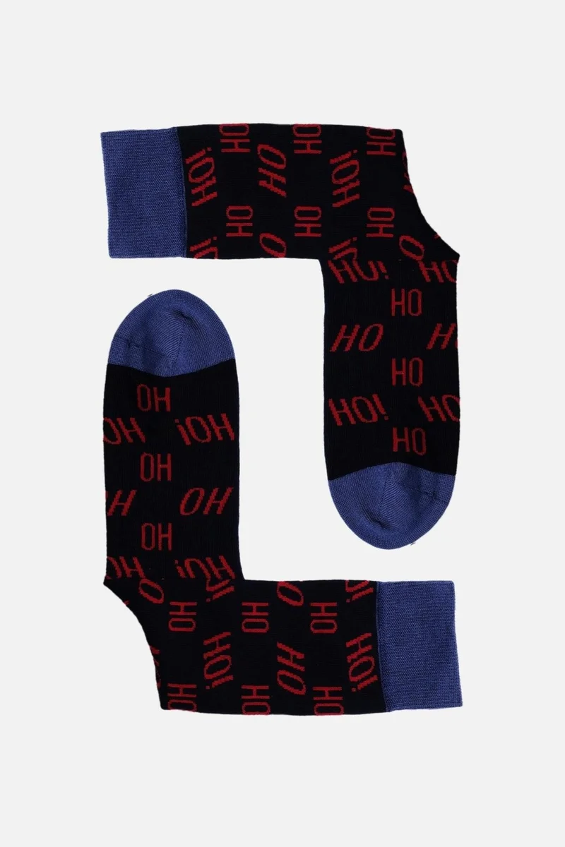 Aytuğ Men's Cotton Single Navy Blue New Year Themed Socks - A-49008-L