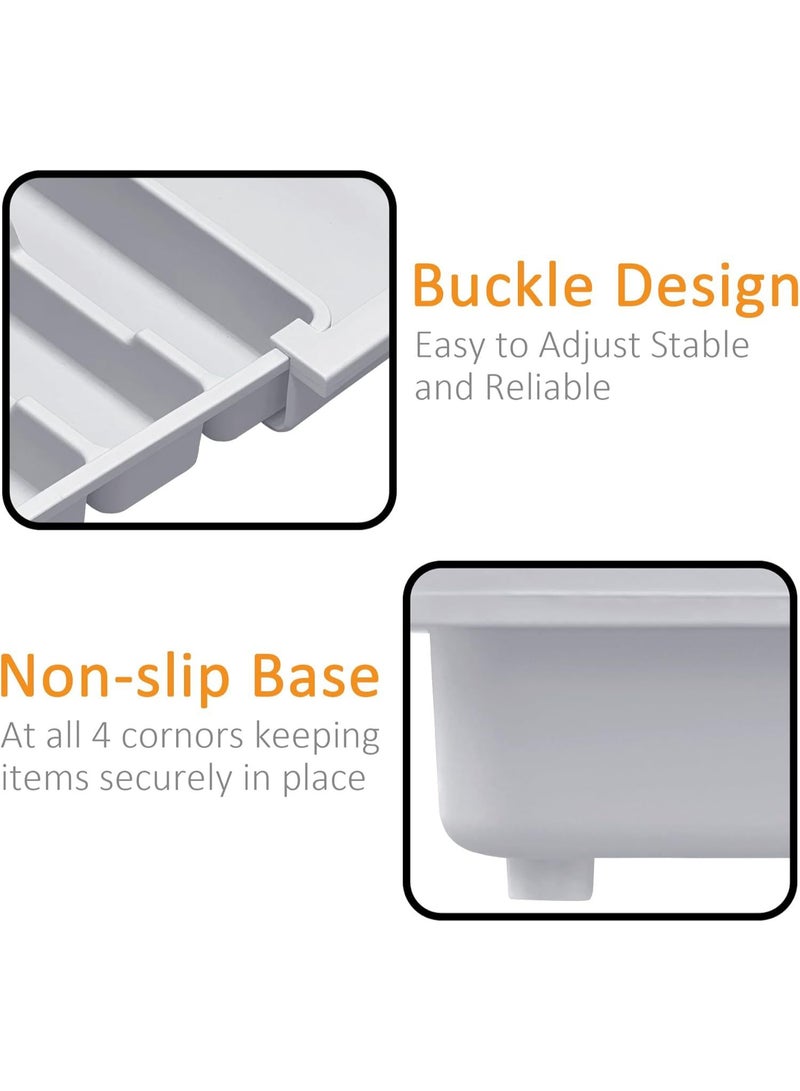 عام منظم درج مطبخ، منظم قابل للتعديل مع حاملين للسكاكين، خالٍ من مادة BPA لحمل أدوات المائدة، تخزين بلاستيكي قابل للتوسيع للملاعق والشوك والسكاكين. - Image 5