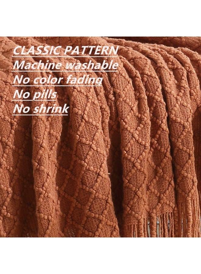 CREVENT Home Farmhouse Decor Rustic Couch Sofa Chair Bed Throw Blanket, Soft Warm Light Weight for Travelling in Spring Summer (50''X60'' Caramel/Rust Burnt Orange) - Image 5