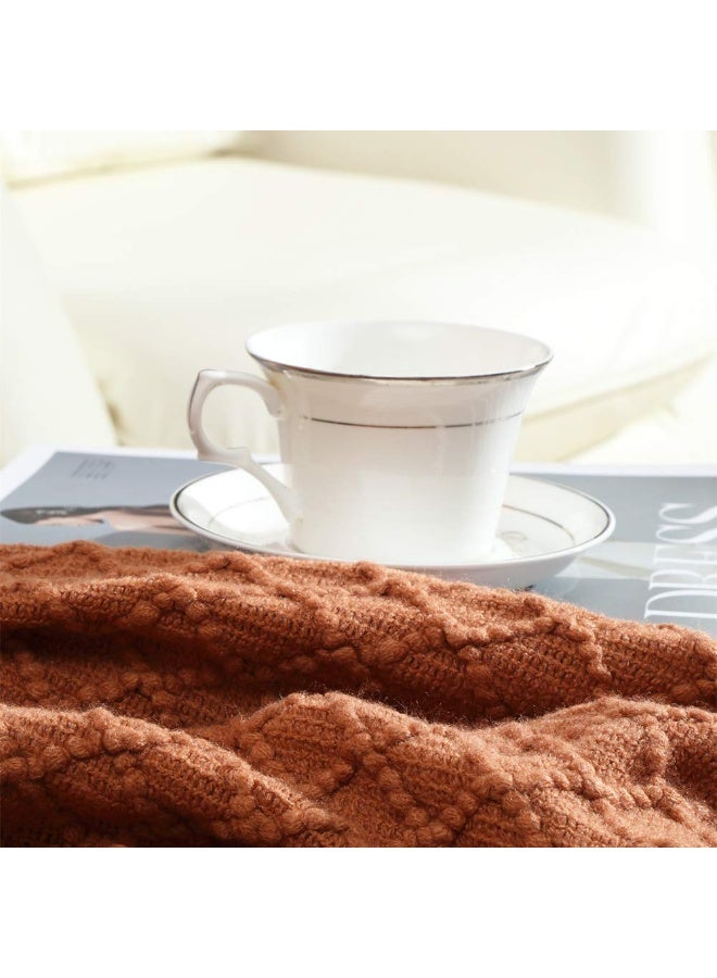 CREVENT Home Farmhouse Decor Rustic Couch Sofa Chair Bed Throw Blanket, Soft Warm Light Weight for Travelling in Spring Summer (50''X60'' Caramel/Rust Burnt Orange) - Image 2