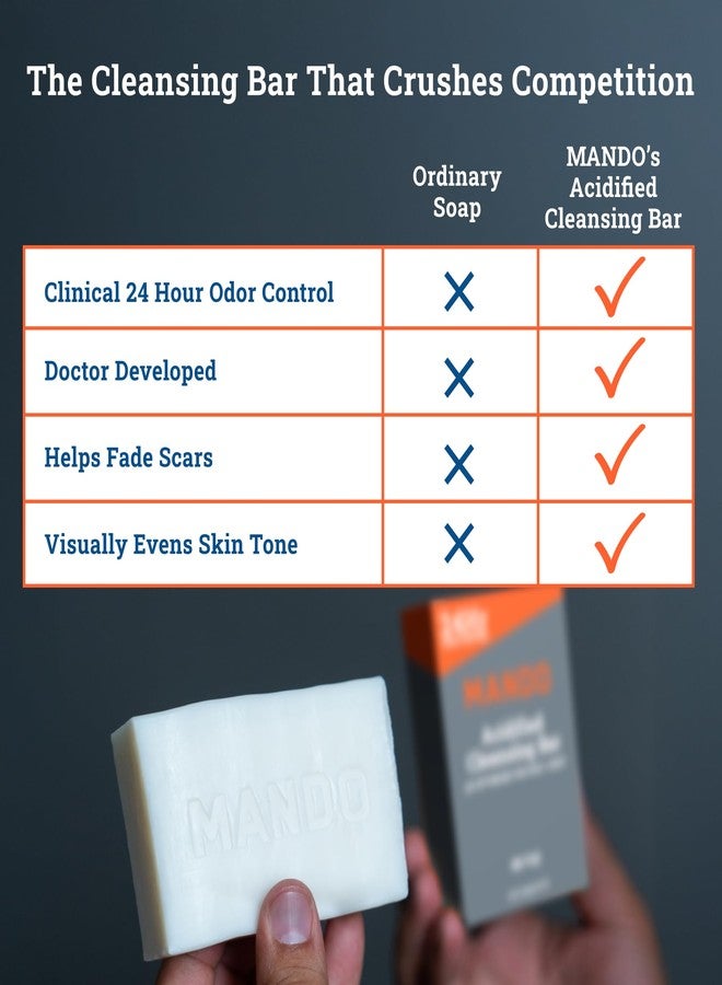 Mando 4-in-1 Acidified Cleansing Bar - 24-Hour Odor Control - Moisturizing Formula - Formulated without SLS and Parabens - Safe For Sensitive Skin - 5 ounces (Pack of 2) - Pro Sport & Mt Fuji - Image 4