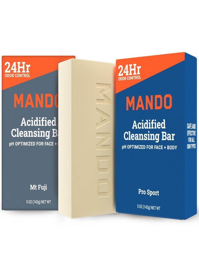 Mando 4-in-1 Acidified Cleansing Bar - 24-Hour Odor Control - Moisturizing Formula - Formulated without SLS and Parabens - Safe For Sensitive Skin - 5 ounces (Pack of 2) - Pro Sport & Mt Fuji - Image 1