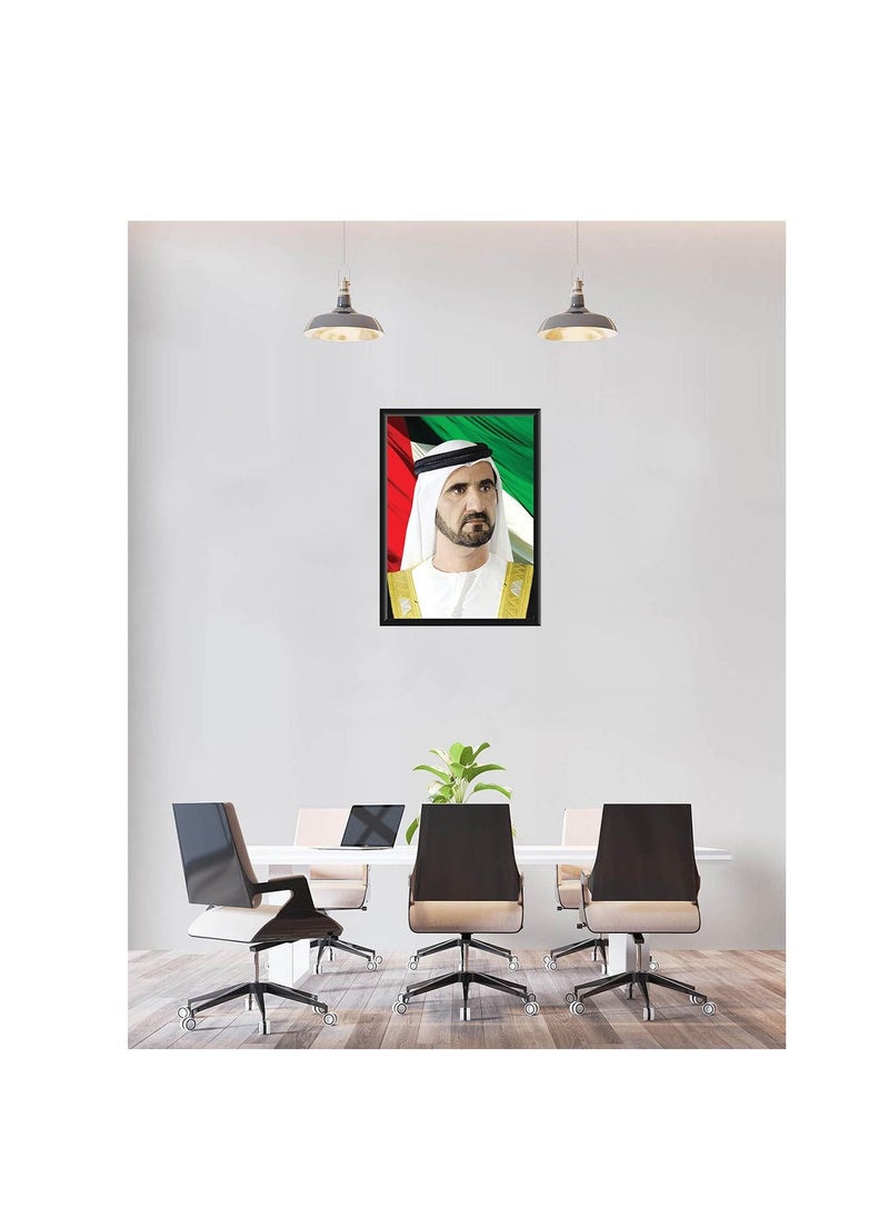 Spoil Your Wall Wall Posters with Black Frames of Sheikh Mohammed bin Rashid Al Maktoum Flag Background for Living Room and Office Wall Arts Home Decor Photo Frames by Spoil Your Wall (40x55 cm)  - Image 2