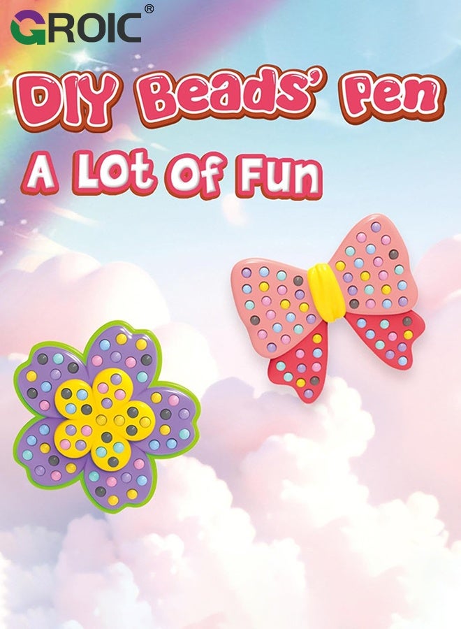 GROIC 12 Pcs DIY Beads Pen, DIY Bead Art & Mosaic Kit for Kids, Easy Arts and Crafts Fun Gem Sticker Kit, Cute Cartoon Princess Diamond Stickers Beads, Creative Arts & Crafts Activity for Boys and Girls - Image 3