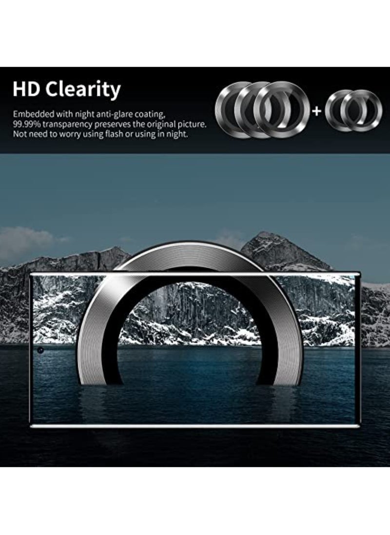 ELTRAZONE - [5 in 1] Camera Lens Protector for Samsung S23 Ultra, Scratch-Resistant Ultra-Thin Tempered Glass with Aluminum Edge, Drop-Proof Alloy Camera Screen Protector for S23 Ultra (S23 Ultra, Black) - Image 1