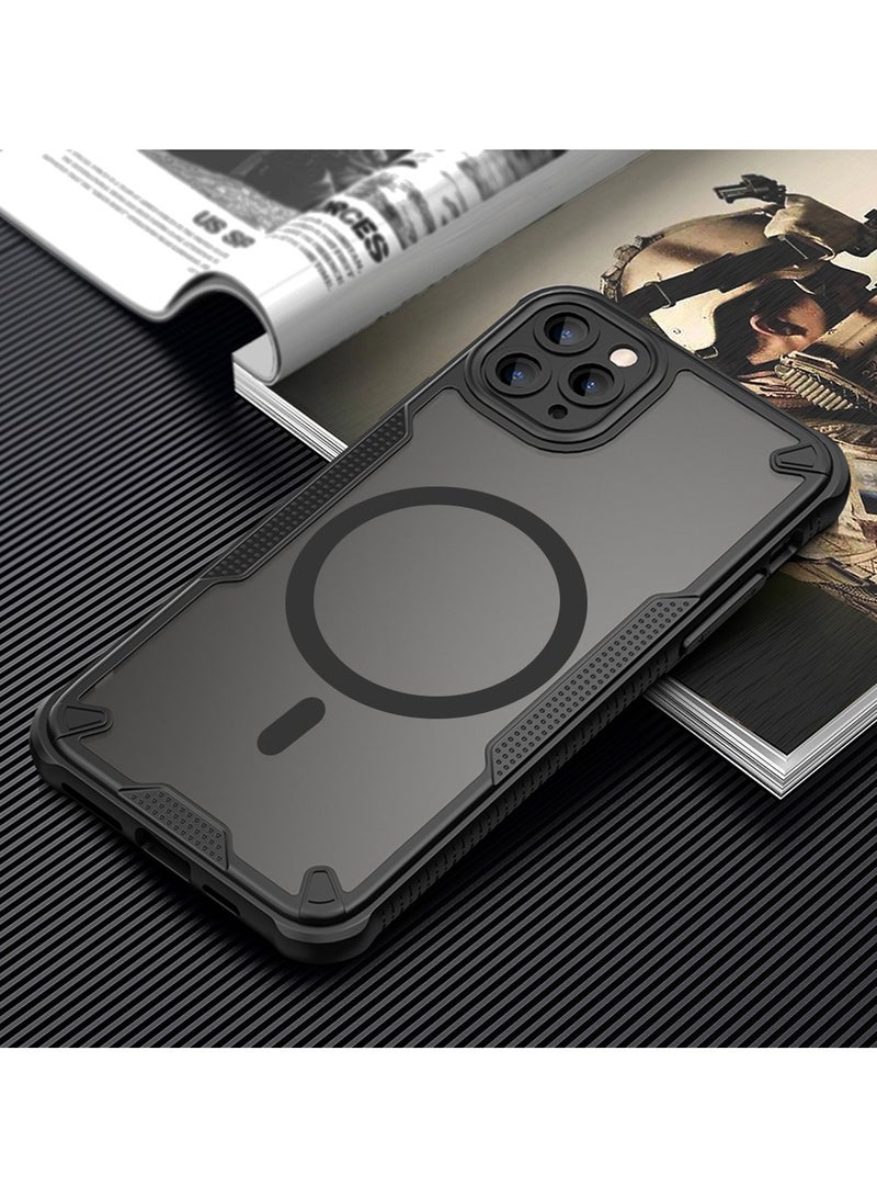 Cover For iPhone 11 Pro Max Armor Glaze MagSafe Magnetic Phone Case Raised edges around the screen and camera lens help prevent scratches - Black - Image 4