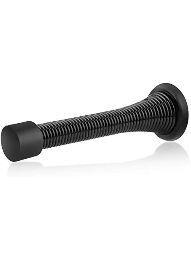 HOMOTEK 12 Pack Black Spring Door Stops,3-1/8 Heavy Duty - Flexible Door Stopper with Low Mounted Black Rubber Bumper Tips - Image 1