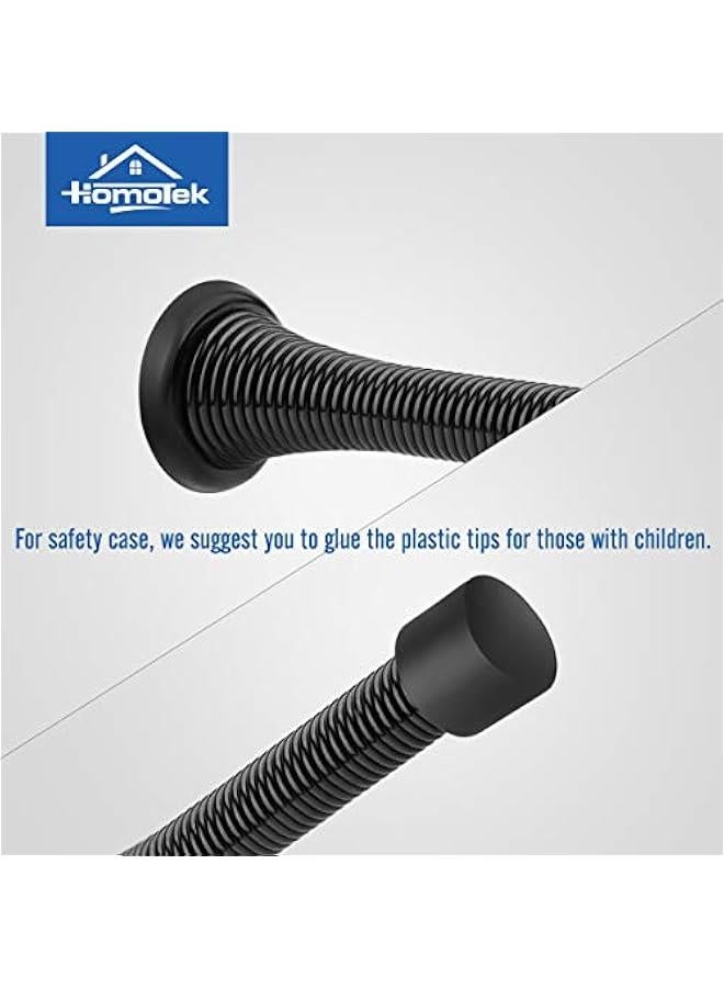 HOMOTEK 12 Pack Black Spring Door Stops,3-1/8 Heavy Duty - Flexible Door Stopper with Low Mounted Black Rubber Bumper Tips - Image 4