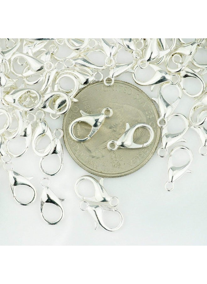 Hyamass - 200Pcs Curved Lobster Clasps 7X12Mm Silver Plated Lobster Claw Clasps Diy Jewelry Fastener Hook Necklace Diy Fasteners (Silver) - Image 1