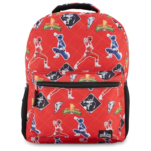 Power Rangers Classic Allover Backpack - Red, Pink, Black, Green Yellow and Green Ranger - Official School Bookbag (Red) - Image 1