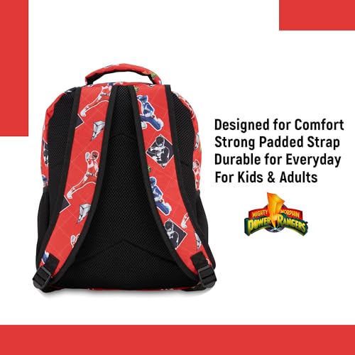 Power Rangers Classic Allover Backpack - Red, Pink, Black, Green Yellow and Green Ranger - Official School Bookbag (Red) - Image 2