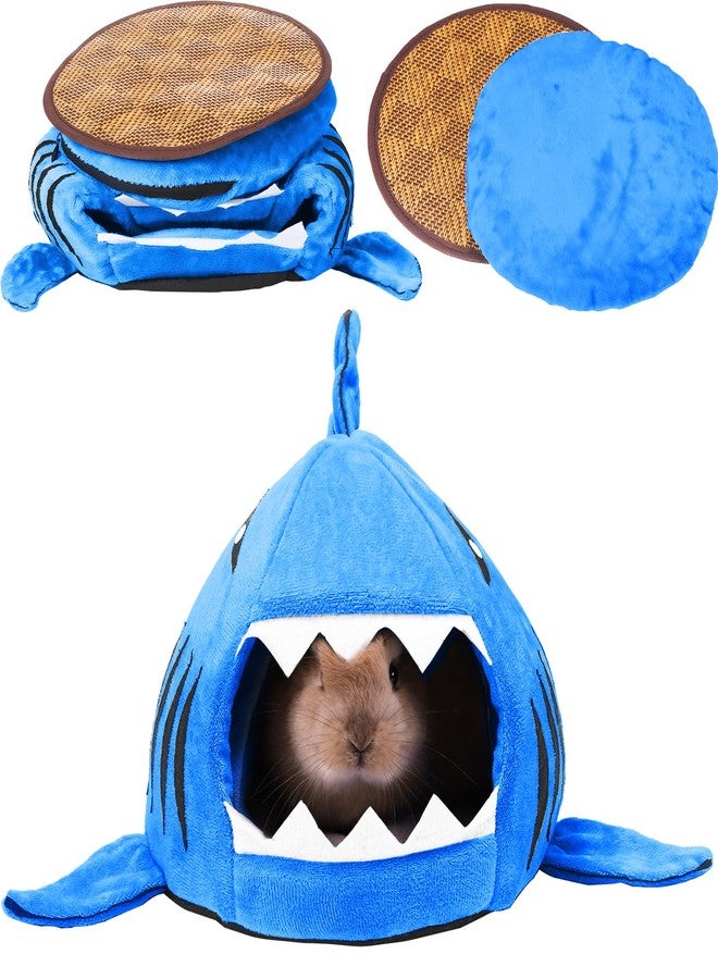Jetec Shark Guinea Pig Bed Hideout Guinea Pig Animals Bed House Warm Small Hamster Nest Sleeping Mat Cushions Dutch Hamster Hedgehog Rat Chinchilla(Navy Blue) - Image 1