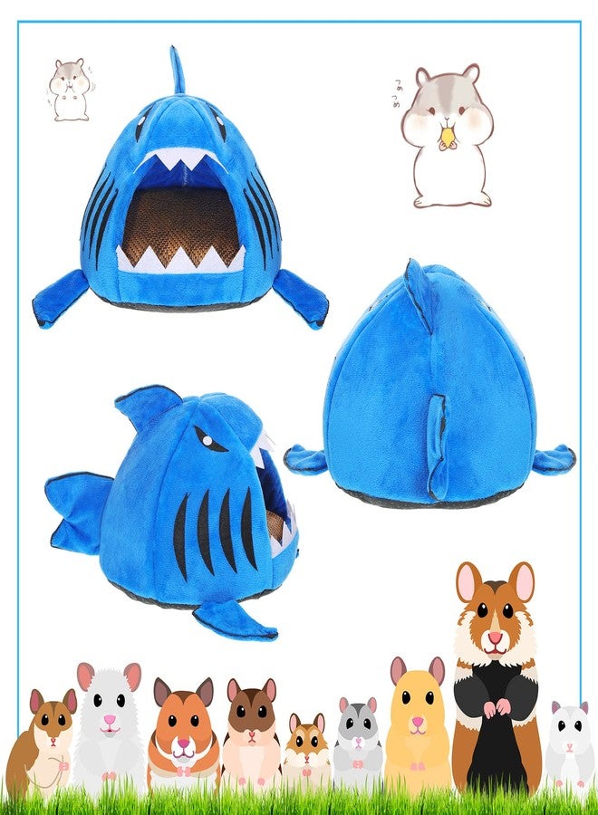 Jetec Shark Guinea Pig Bed Hideout Guinea Pig Animals Bed House Warm Small Hamster Nest Sleeping Mat Cushions Dutch Hamster Hedgehog Rat Chinchilla(Navy Blue) - Image 2