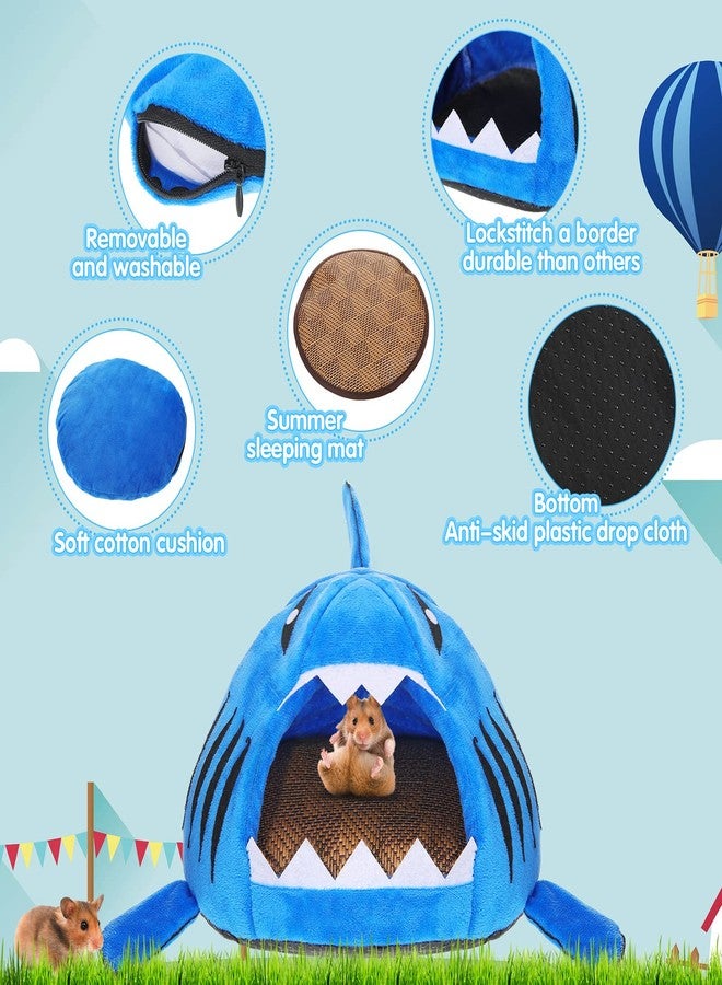 Jetec Shark Guinea Pig Bed Hideout Guinea Pig Animals Bed House Warm Small Hamster Nest Sleeping Mat Cushions Dutch Hamster Hedgehog Rat Chinchilla(Navy Blue) - Image 5