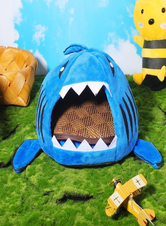Jetec Shark Guinea Pig Bed Hideout Guinea Pig Animals Bed House Warm Small Hamster Nest Sleeping Mat Cushions Dutch Hamster Hedgehog Rat Chinchilla(Navy Blue) - Image 4