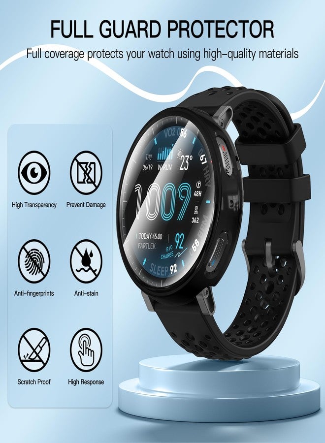 Suoman 2 Pack for Amazfit Active Max Screen Protector Case, All-Around Protective Soft TPU Screen Protector, All-Coverage PC Protective Cover-Black+Black - Image 4