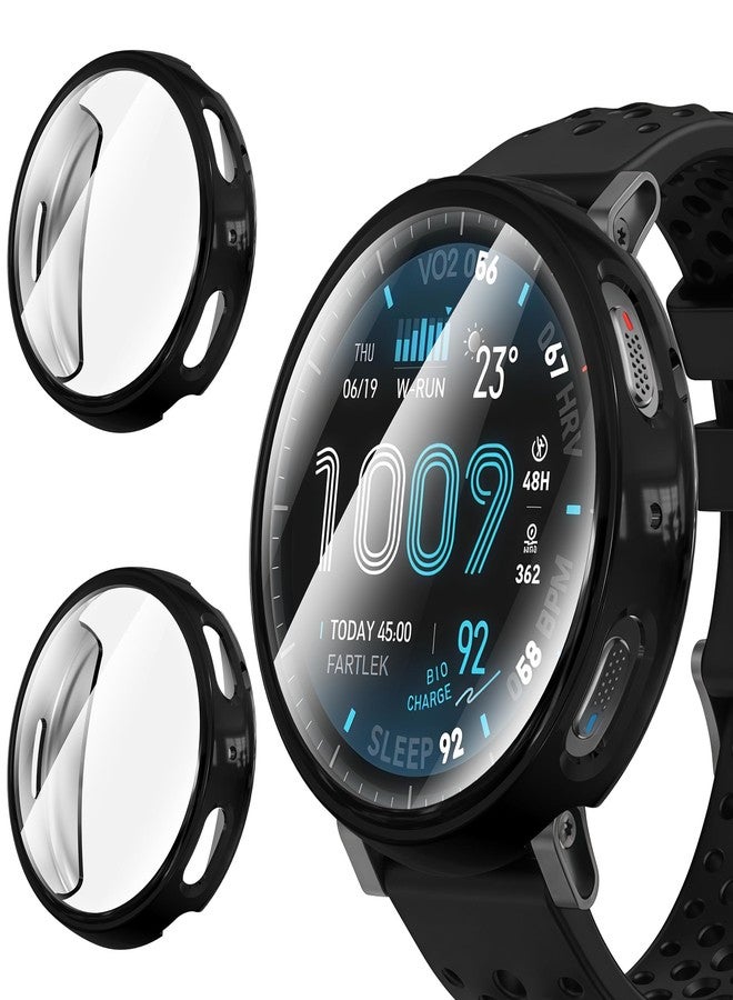 Suoman 2 Pack for Amazfit Active Max Screen Protector Case, All-Around Protective Soft TPU Screen Protector, All-Coverage PC Protective Cover-Black+Black - Image 1