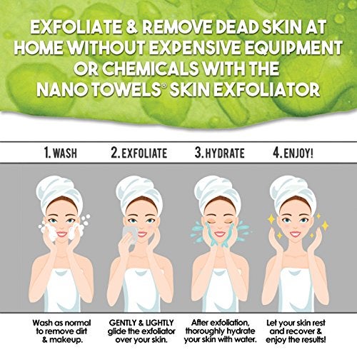 Life Miracle Nano Towels Skin Exfoliating Cleanser | Personal Microdermabrasion Face Wash, Pore Toner & Body Scrub Cloth | Chemical Free Dead Skin and Blackhead Remover. Korean Skin Care Secret | 2 Exfoliators - Image 5
