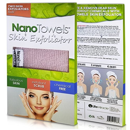 Life Miracle Nano Towels Skin Exfoliating Cleanser | Personal Microdermabrasion Face Wash, Pore Toner & Body Scrub Cloth | Chemical Free Dead Skin and Blackhead Remover. Korean Skin Care Secret | 2 Exfoliators - Image 4