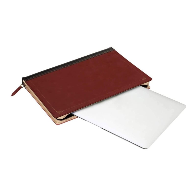MOSISO Compatible with MacBook Pro 16 inch Case 2024-2021 M4 A3403 A3186 M3 A2991 M2 A2780 M1 A2485/2019 2020 A2141,PU Leather Laptop Sleeve Vintage Retro Zippered Portfolio Protective Cover,Wine Red - Image 3