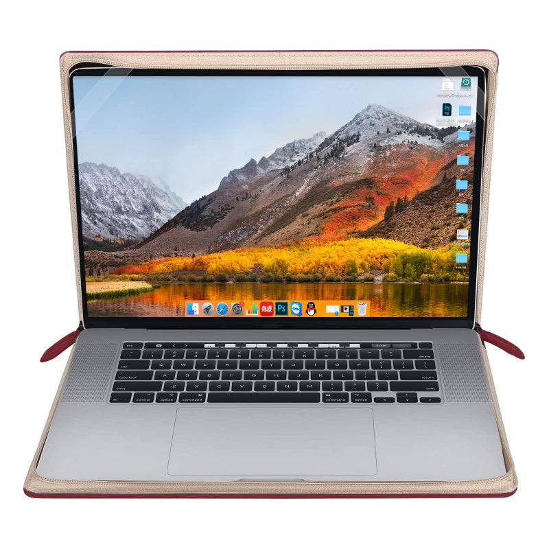 MOSISO Compatible with MacBook Pro 16 inch Case 2024-2021 M4 A3403 A3186 M3 A2991 M2 A2780 M1 A2485/2019 2020 A2141,PU Leather Laptop Sleeve Vintage Retro Zippered Portfolio Protective Cover,Wine Red - Image 2