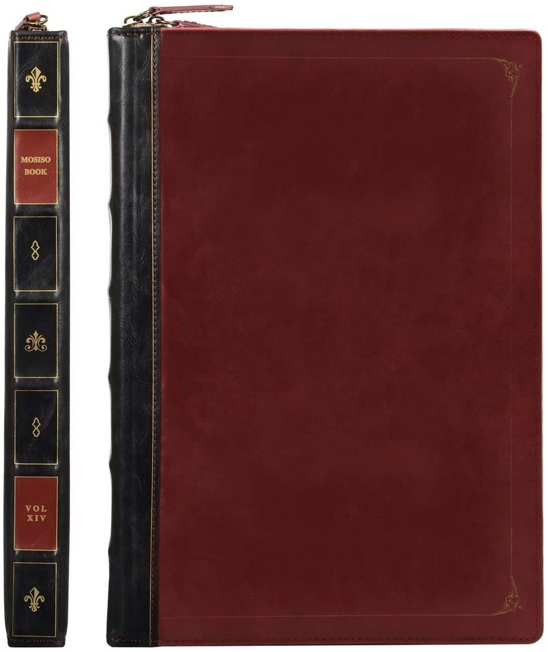 MOSISO Compatible with MacBook Pro 16 inch Case 2024-2021 M4 A3403 A3186 M3 A2991 M2 A2780 M1 A2485/2019 2020 A2141,PU Leather Laptop Sleeve Vintage Retro Zippered Portfolio Protective Cover,Wine Red - Image 5