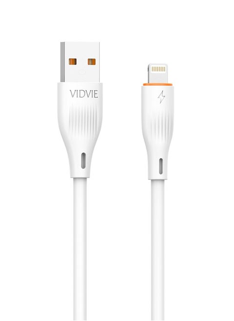 VIDVIE Lightning Charging Cable - 100cm Length - Model CB4016i - 2.4A Output - High-Quality TPE Material-white