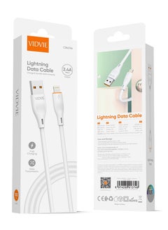 Generic VIDVIE Lightning Charging Cable - 100cm Length - Model CB4016i - 2.4A Output - High-Quality TPE Material-white  - Image 3
