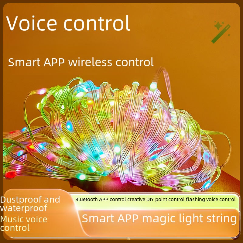 Generic RGB LED String Lights Smart Voice Control Bluetooth APP DIY Christmas Decor [2 m 20 lamp] USB model 