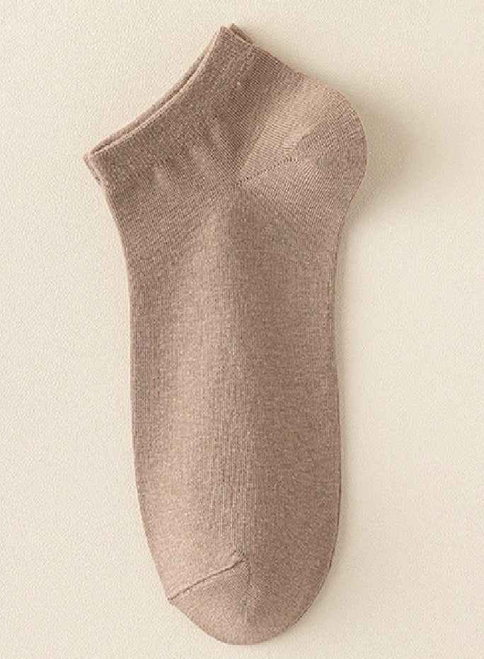 دوجويك جوارب رجالية، جوارب قصيرة من القطن، مزيلة للعرق، بلون سادة، جوارب قصيرة من القطن، جوارب قارب رجالية رفيعة (بيج، 5 أزواج) - Image 1