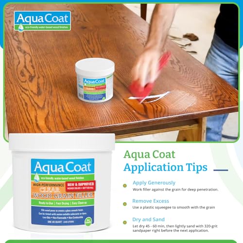 AquaCoat Aqua Coat New and Improved High Performance Eco-Friendly Water-Based Clear Wood Grain Filler Gel, Easily Sandable, Stainable, Paintable, Water Cleanup, Low Odor, Low VOC, Fast Drying, 32 oz - Image 5
