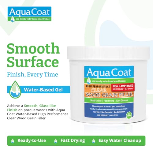 AquaCoat Aqua Coat New and Improved High Performance Eco-Friendly Water-Based Clear Wood Grain Filler Gel, Easily Sandable, Stainable, Paintable, Water Cleanup, Low Odor, Low VOC, Fast Drying, 32 oz - Image 2