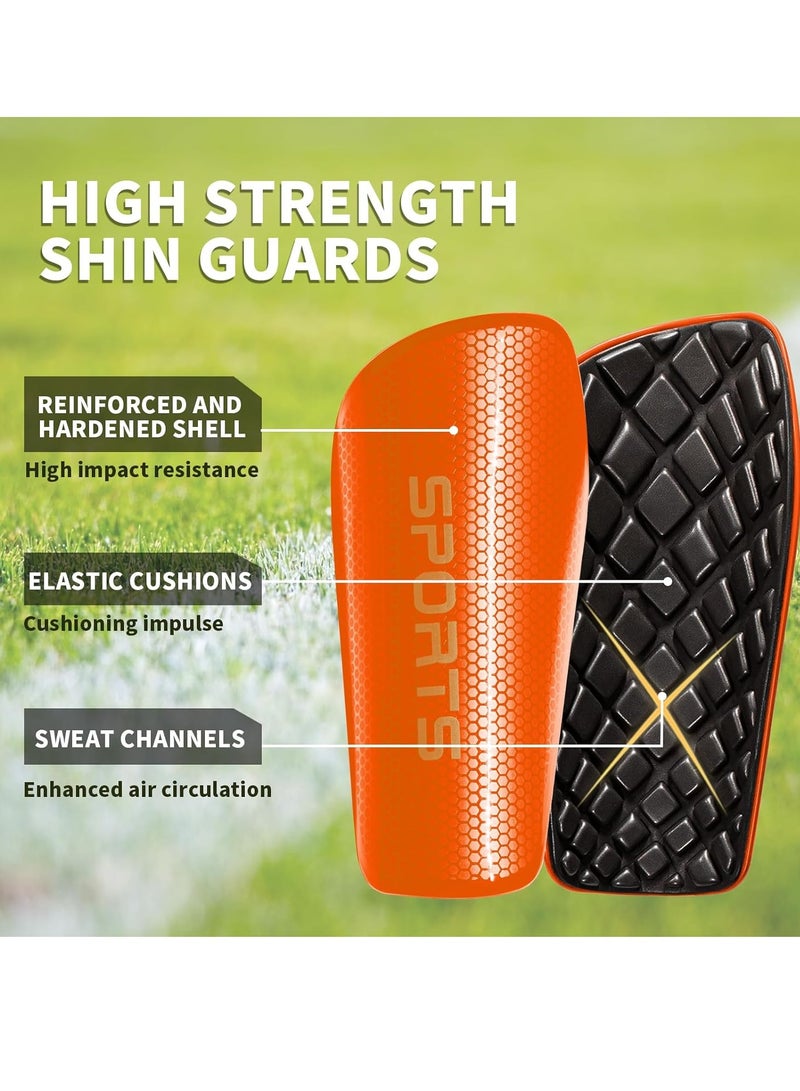 RATSAW Soccer Shin Guards for Kids Youth Adults Protective Soccer Equipment Orange - Image 2