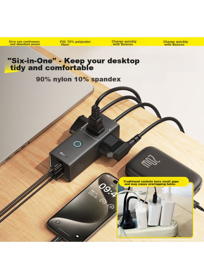 Baseus 30w Gan Charger Fast Charging Power Strip/extension Cord/outlet/power Board/extension Cord/portable Multi-function Wired Desktop Charging Station/desk Socket - Image 2