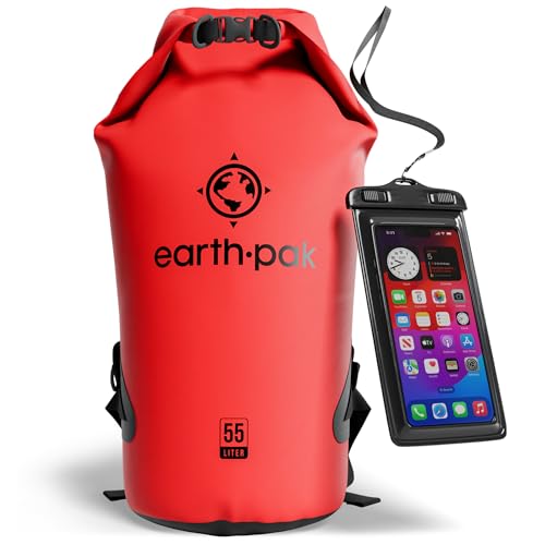 Earth Pak حقيبة إيرث باك المقاومة للماء - حقيبة ظهر مقاومة للماء مع غطاء قابل للطي تحافظ على المعدات جافة للكاياك مع حقيبة هاتف مقاومة للماء - Image 1