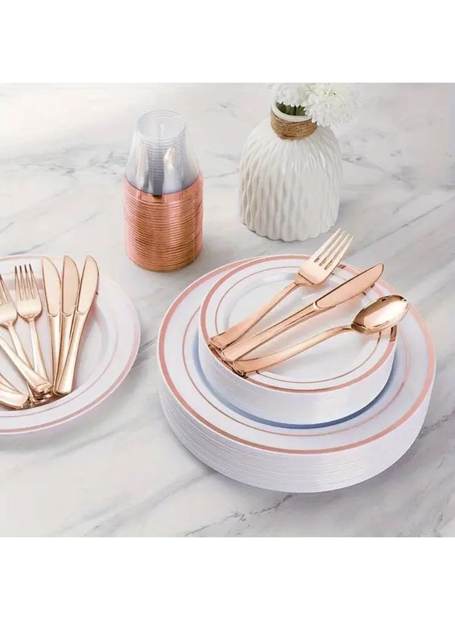 60PCS Reusable Plastic Tableware Set Knife Fork Spoon for Party Camping - Image 5