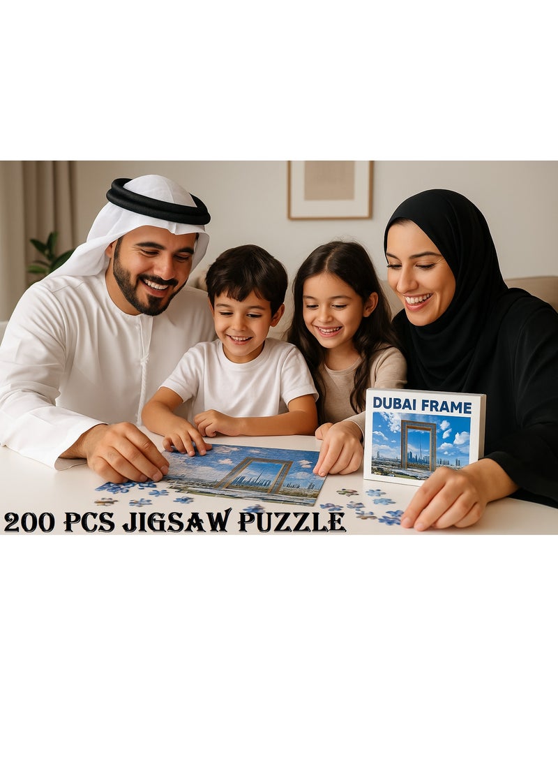 DECOR SOUQ Dubai Frame Jigsaw Puzzle 200 Pieces – Iconic UAE Skyline Puzzle for Kids & Adults | 48.26x35.56 cm Puzzle | Educational & Relaxing Brain Game | Gift for UAE Souvenir Lovers, Tourists & Puzzle Enthusiasts  - Image 1