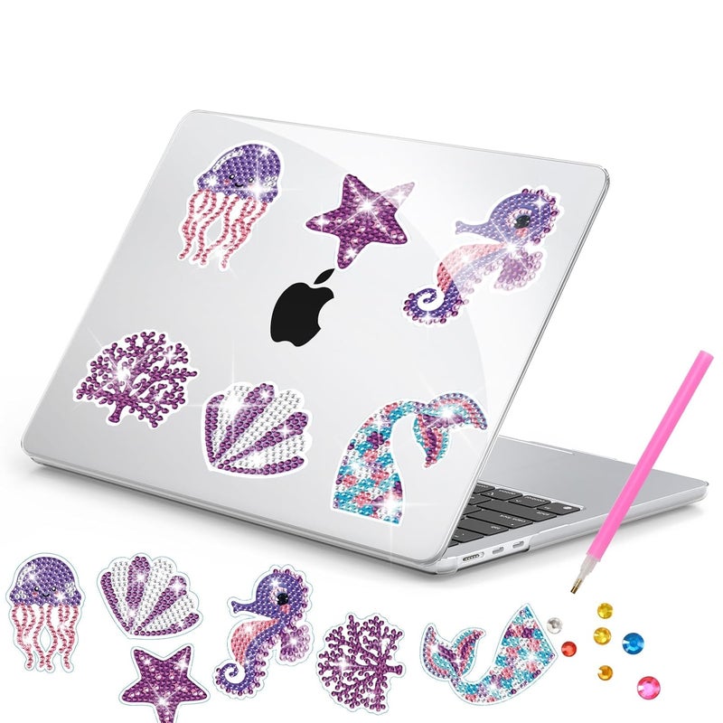 EooCoo Case Compatible for New MacBook Air 15/15.3 inch M4 A3241 M3 A3114 M2 A2941 Liquid Retina Display&Touch ID,2025 2024 2023 Release,Protective Plastic Hard Shell Cover Shiny,Seahorse＆Jellyfish - Image 1