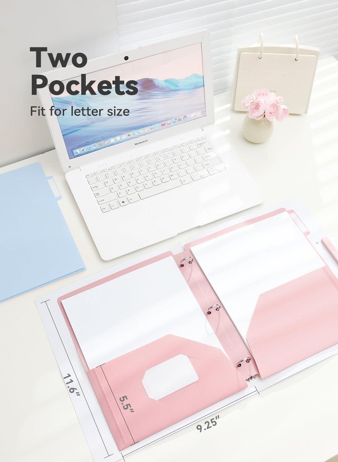 SortRax Plastic Folders with Pockets 3 Hole Punched, 6 Pack Pastel Pocket Folders for 3 Ring Binder, Unique 1/3 Cut Tabs with Colorful Labels, School Folders, Letter Size - Image 2